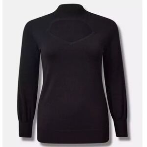 Torrid Fitted Pullover Mock Neck Sweater keyhole sexy Black Sweater 4X NWT goth!